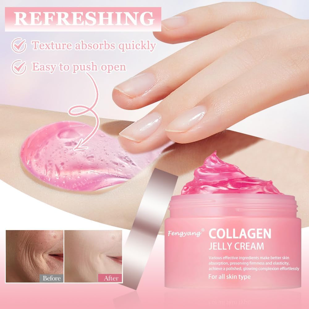 ® Crema De Gel De Colágeno, Collagen Jelly Cream, Crema Power Lifting De Colágeno, Crema De Colágeno, Crema Hidratante Collagen Nutrition Cream Reducción De Poros