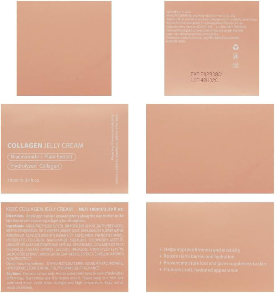 ® Crema De Gel De Colágeno, Collagen Jelly Cream, Crema Power Lifting De Colágeno, Crema De Colágeno, Crema Hidratante Collagen Nutrition Cream Reducción De Poros