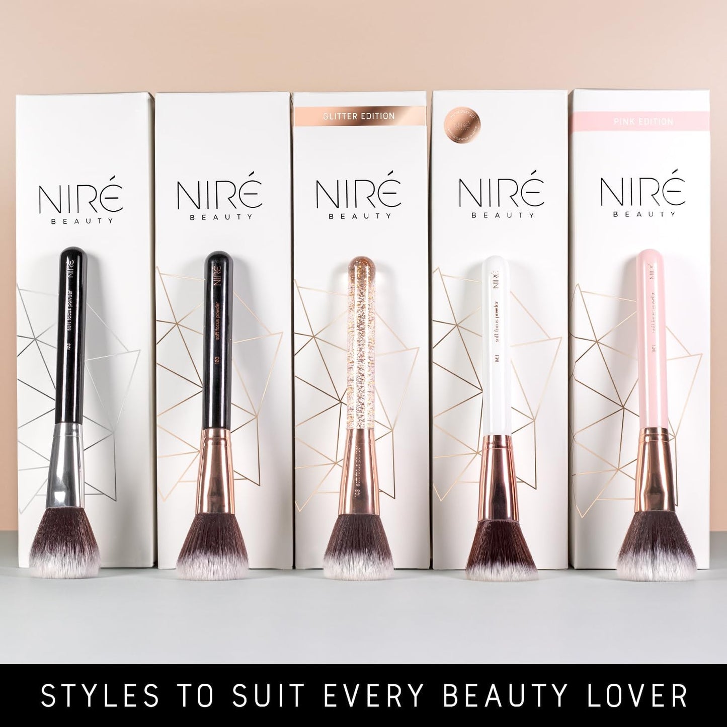 Niré Beauty – Set Profesional de 15 Brochas + Estuche, Esponja y Limpiador (Incluye Guía y Caja de Regalo)