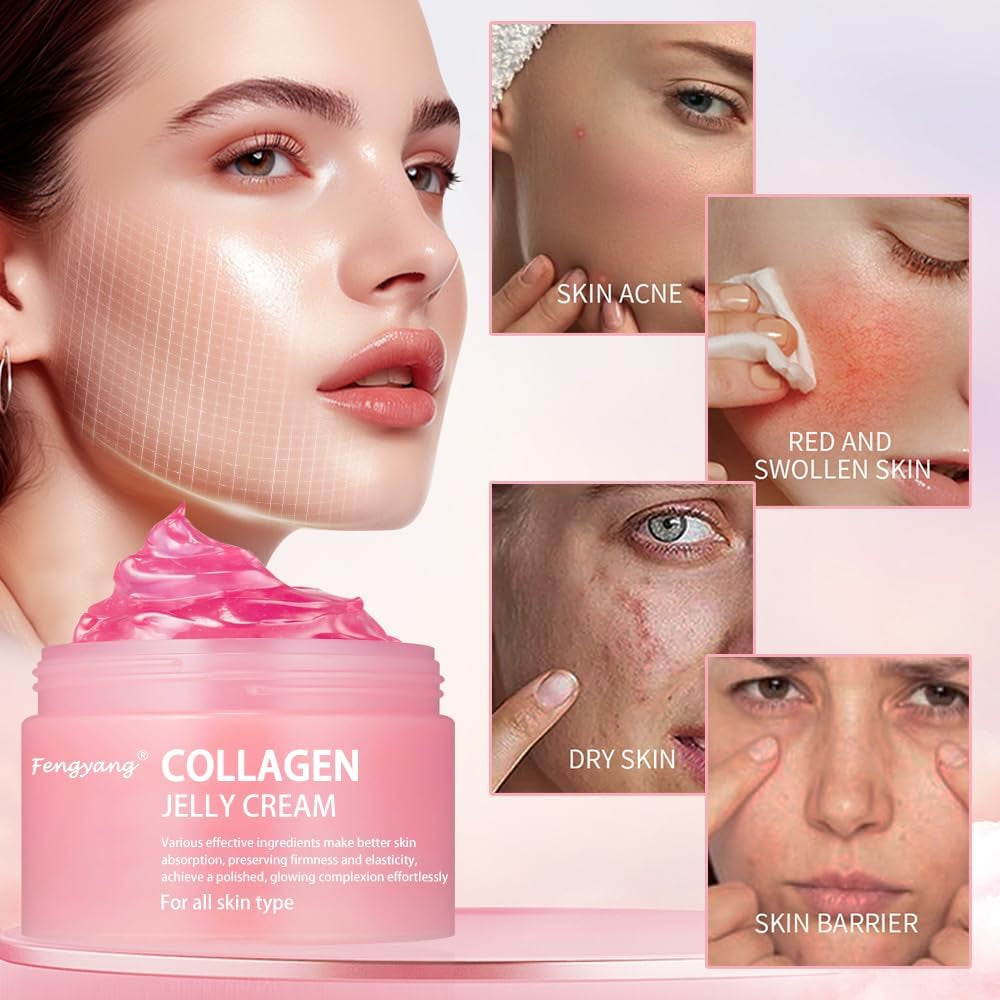 ® Crema De Gel De Colágeno, Collagen Jelly Cream, Crema Power Lifting De Colágeno, Crema De Colágeno, Crema Hidratante Collagen Nutrition Cream Reducción De Poros