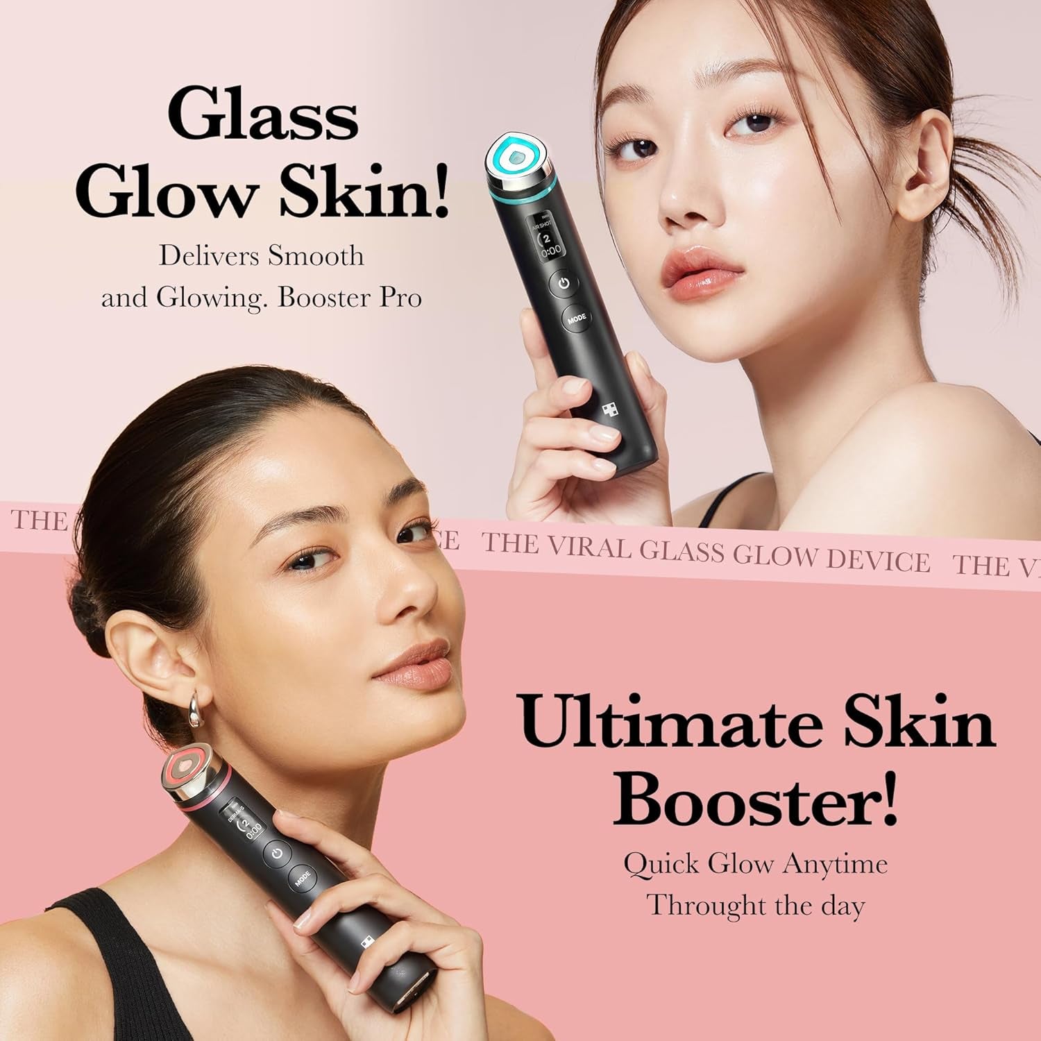 Age-R Booster Pro - Dispositivo De Terapia LED 6 En 1 Para Una Mejor Absorción, Radiance, Elasticidad, Contorno Facial, Cuidado De Los Poros Con 4 Modos, Cuidado Profesional De La Piel En